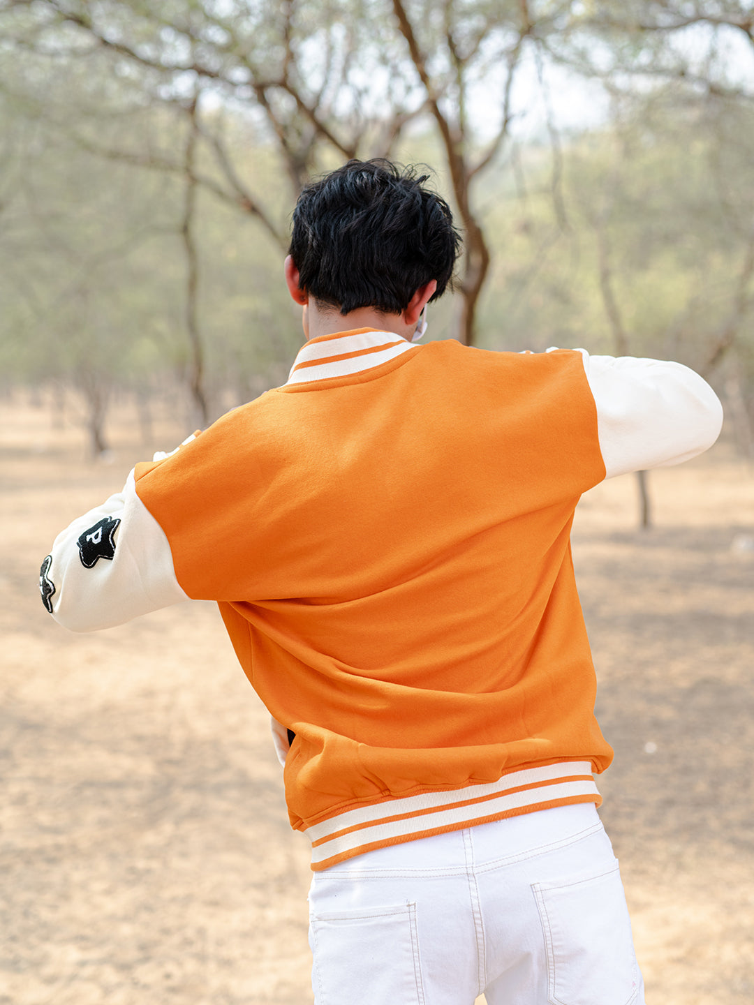 Orange Bones Varsity Jacket