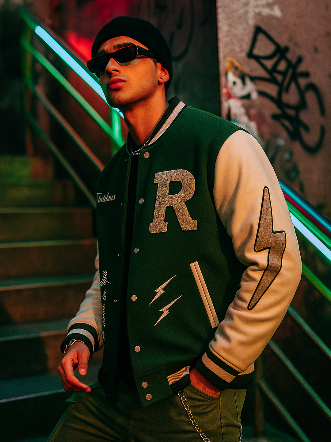Green R Tistabene Varsity Jacket