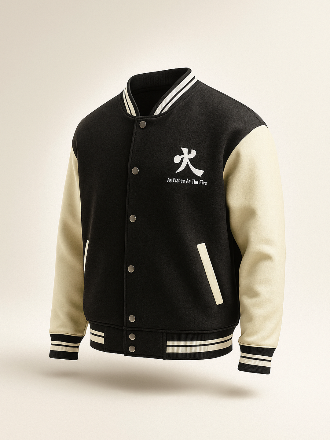 Black Tokyo Printed Varsity Jacket