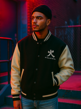 Black Tokyo Printed Varsity Jacket