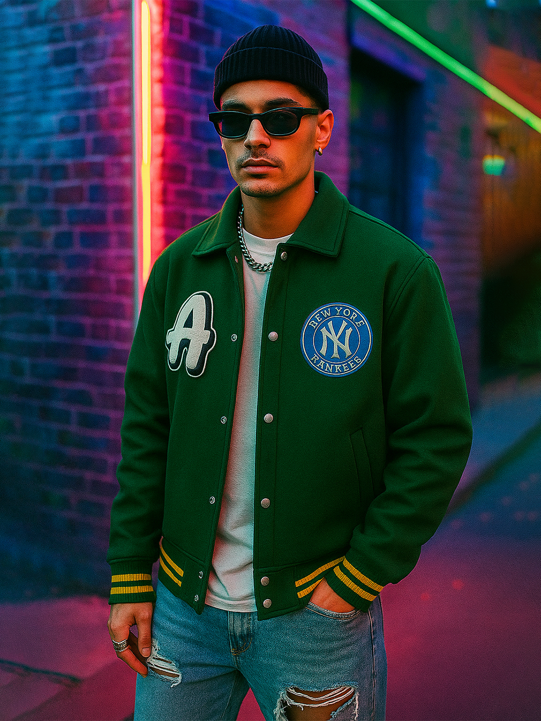Green A New York Yankees Varsity Jacket