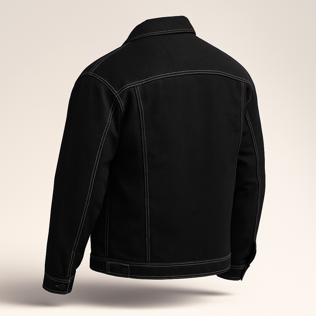 Contrast stitch Black Denim Jacket