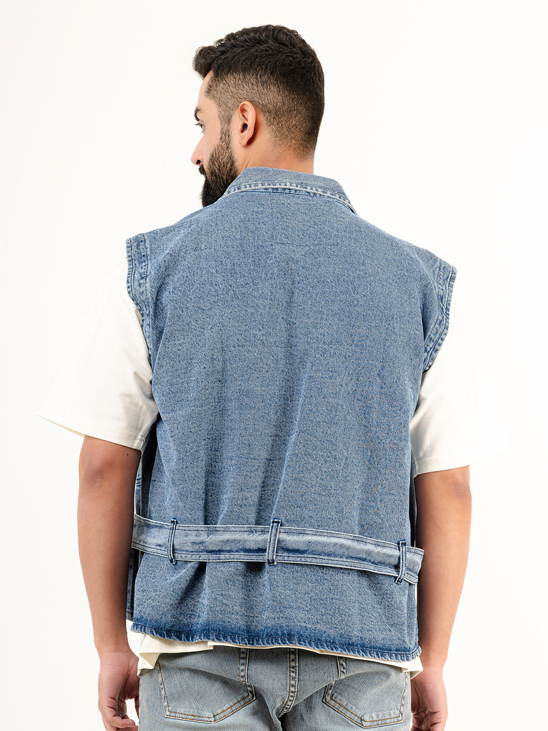 Korean Cowboy Blue Sleeveless Denim Jacket