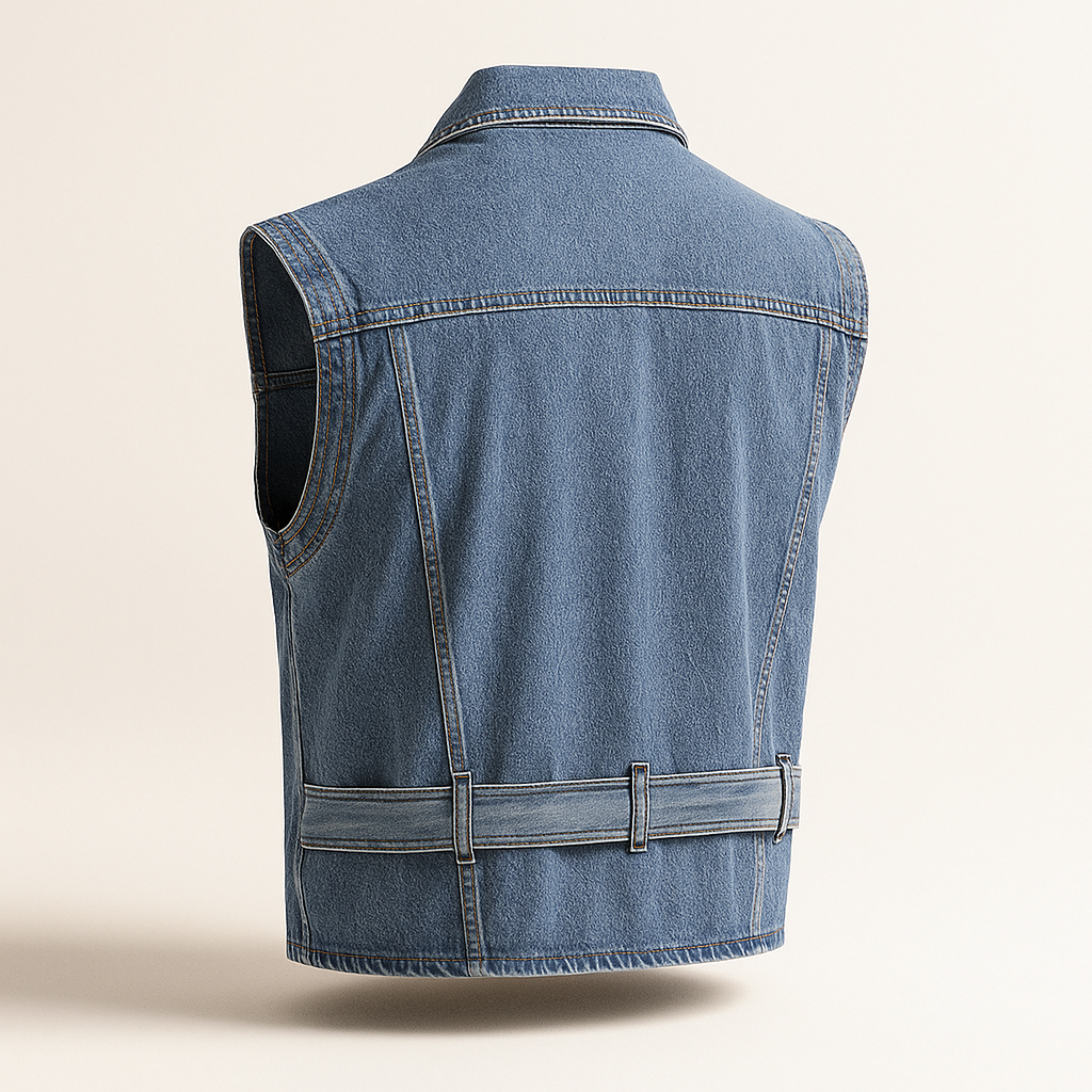 Korean Cowboy Blue Sleeveless Denim Jacket