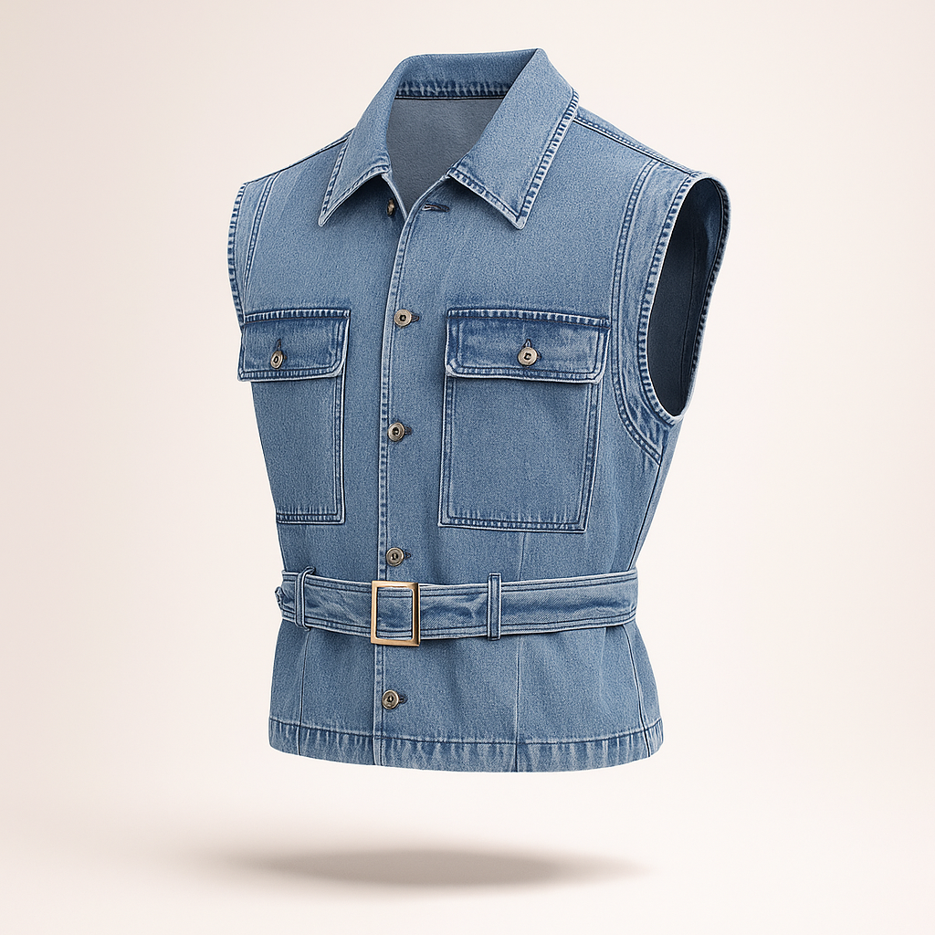 Korean Cowboy Blue Sleeveless Denim Jacket