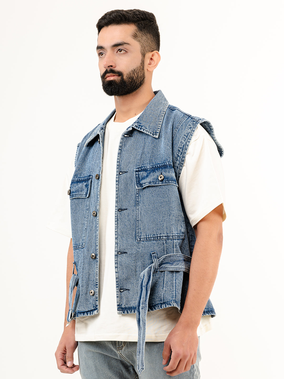 Korean Cowboy Blue Sleeveless Denim Jacket