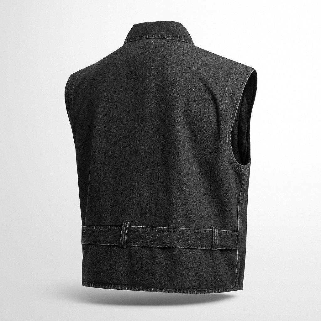 Korean Cowboy Black Sleeveless Denim Jacket