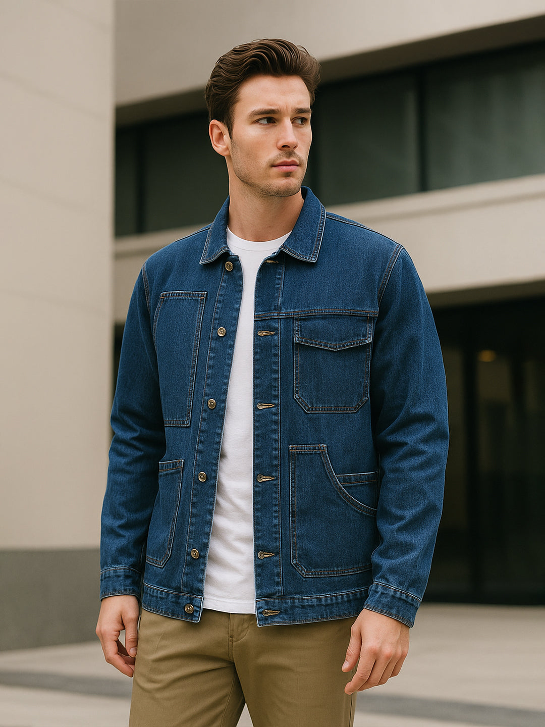 Blue Relaxed Fit Men's Denim Jacket