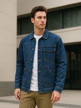 Blue Relaxed Fit Men's Denim Jacket