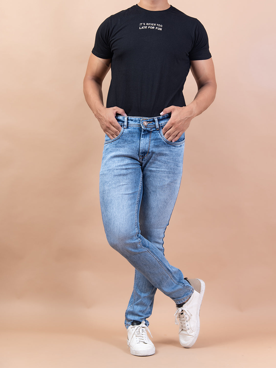 blue skinny fit stretchable mens jeans
