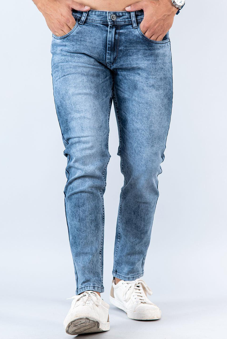 light blue skinny ankle fit mens denim jeans
