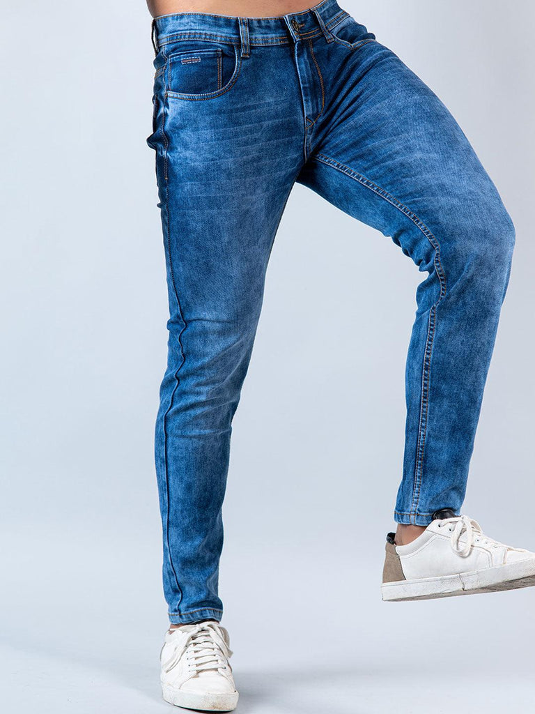 Blue Skinny Ankle Fit Men's Denim Jeans