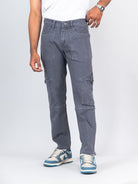 grey comfort fit cargo denim jeans