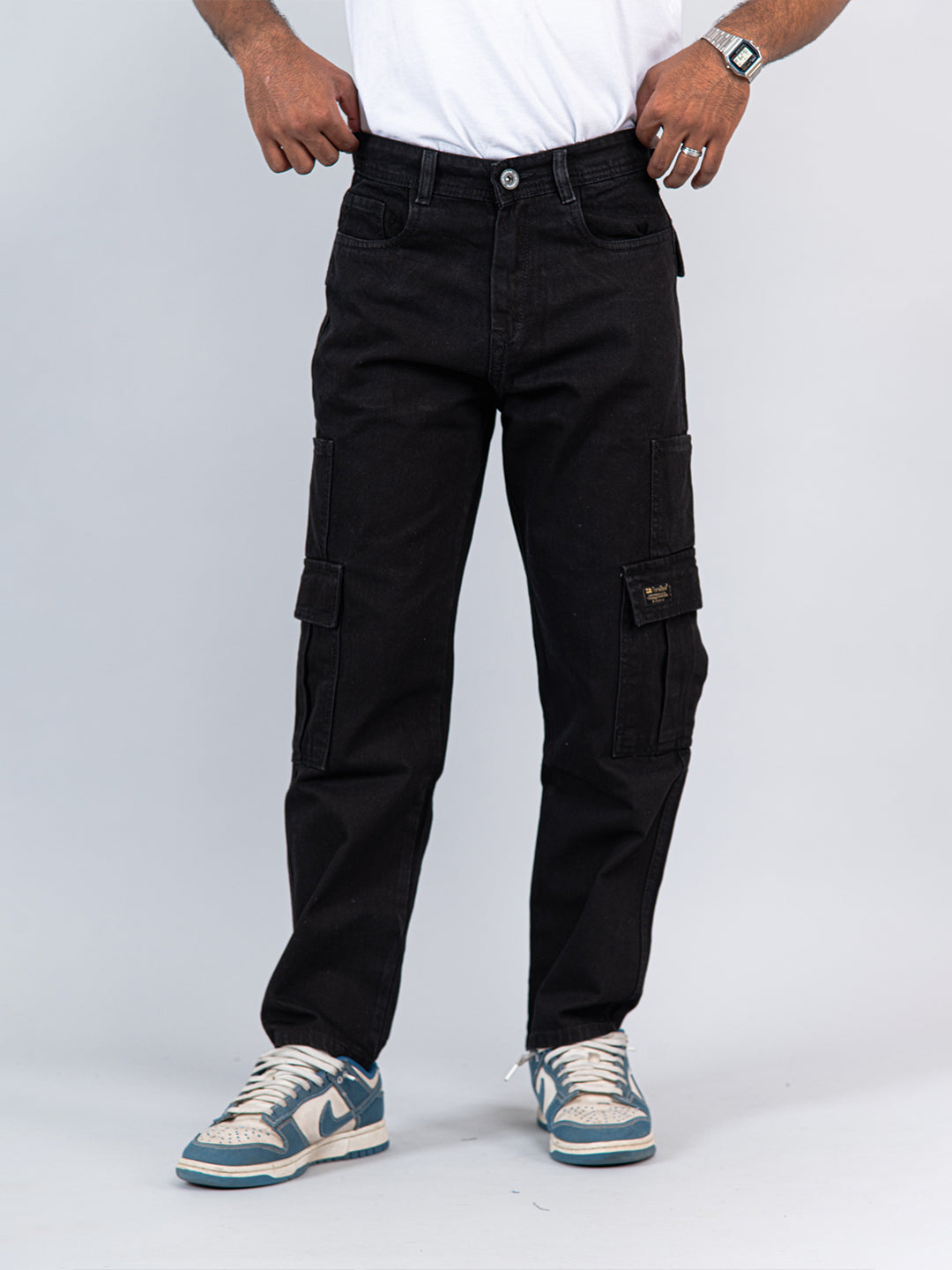 black cargo baggy fit denim jeans