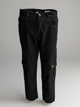 Black Cargo Baggy Fit Denim Jeans