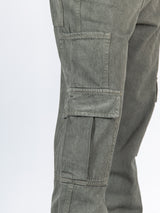 Olive Green Cargo Baggy Fit Denim Jeans