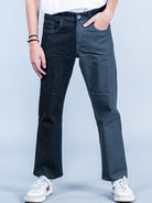 black colour block straight fit denim jeans