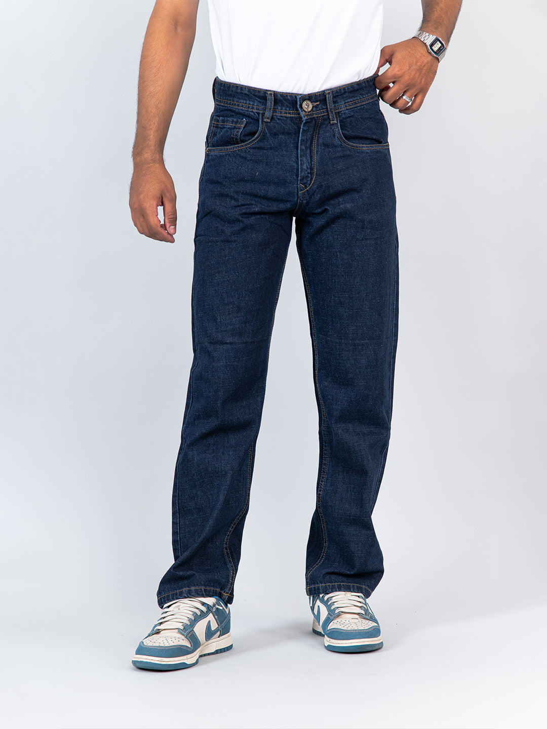 Buy Dark Blue Straight Fit Mens Jeans Online