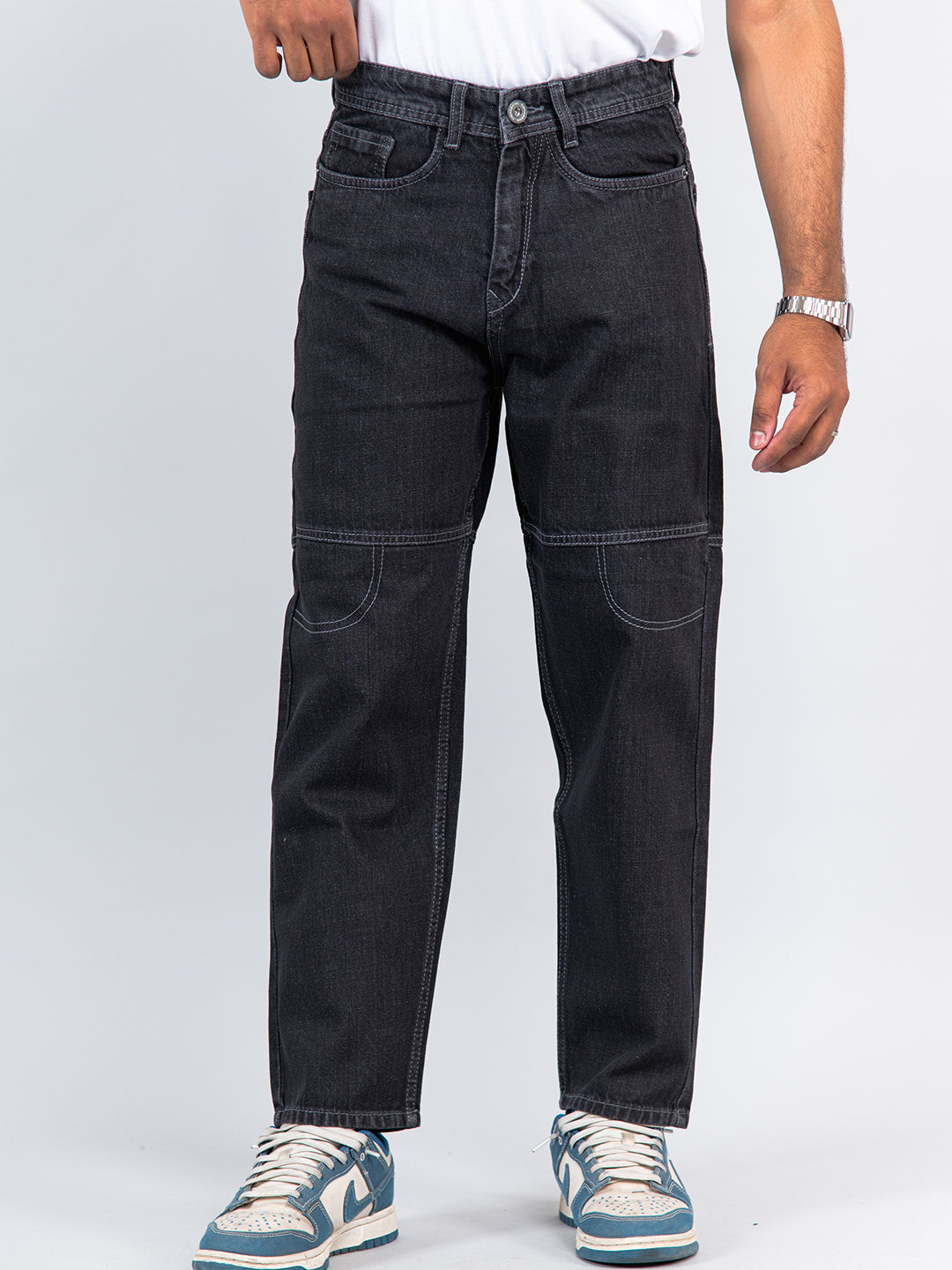 carbon black baggy fit denim jeans