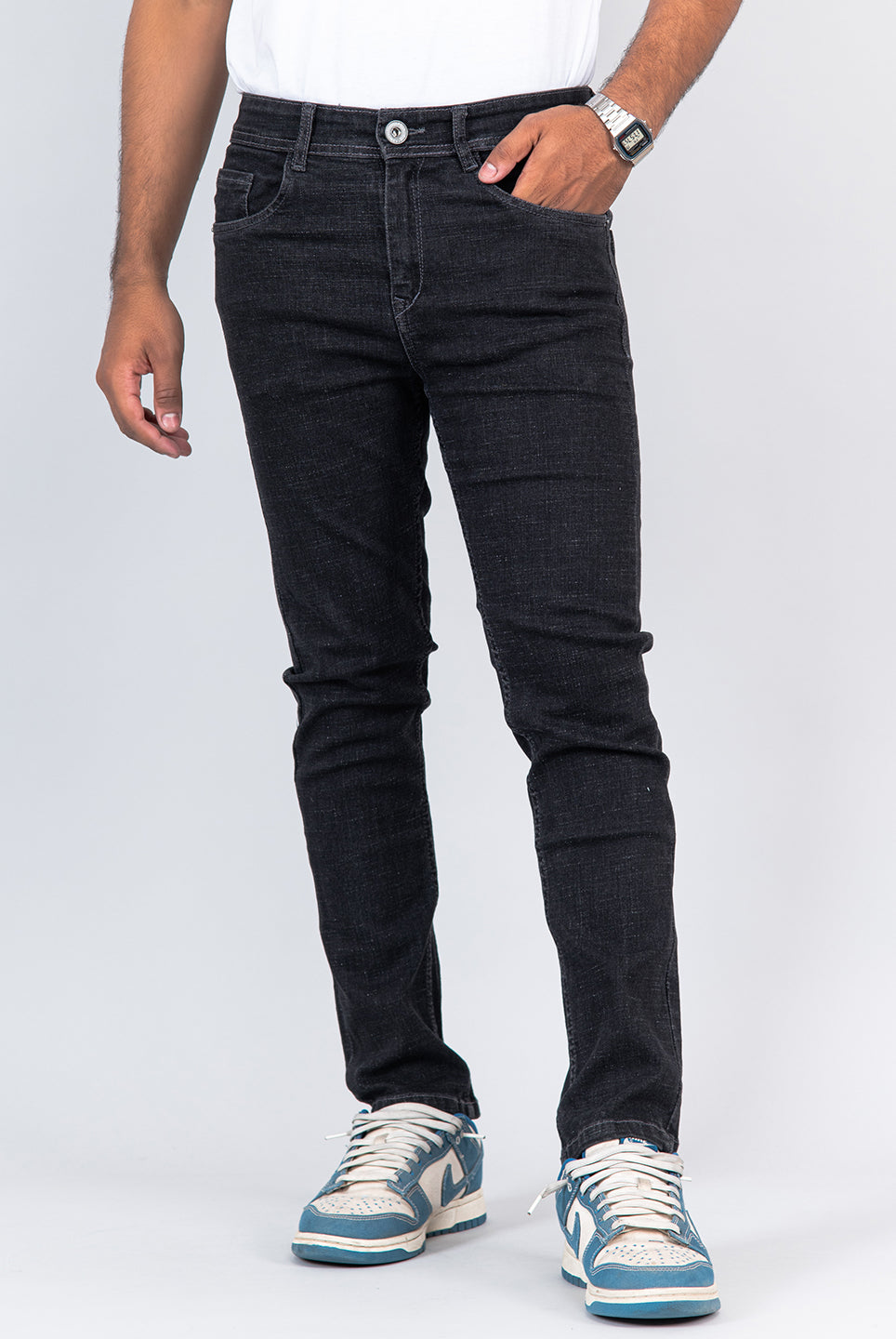 black slim fit denim jeans