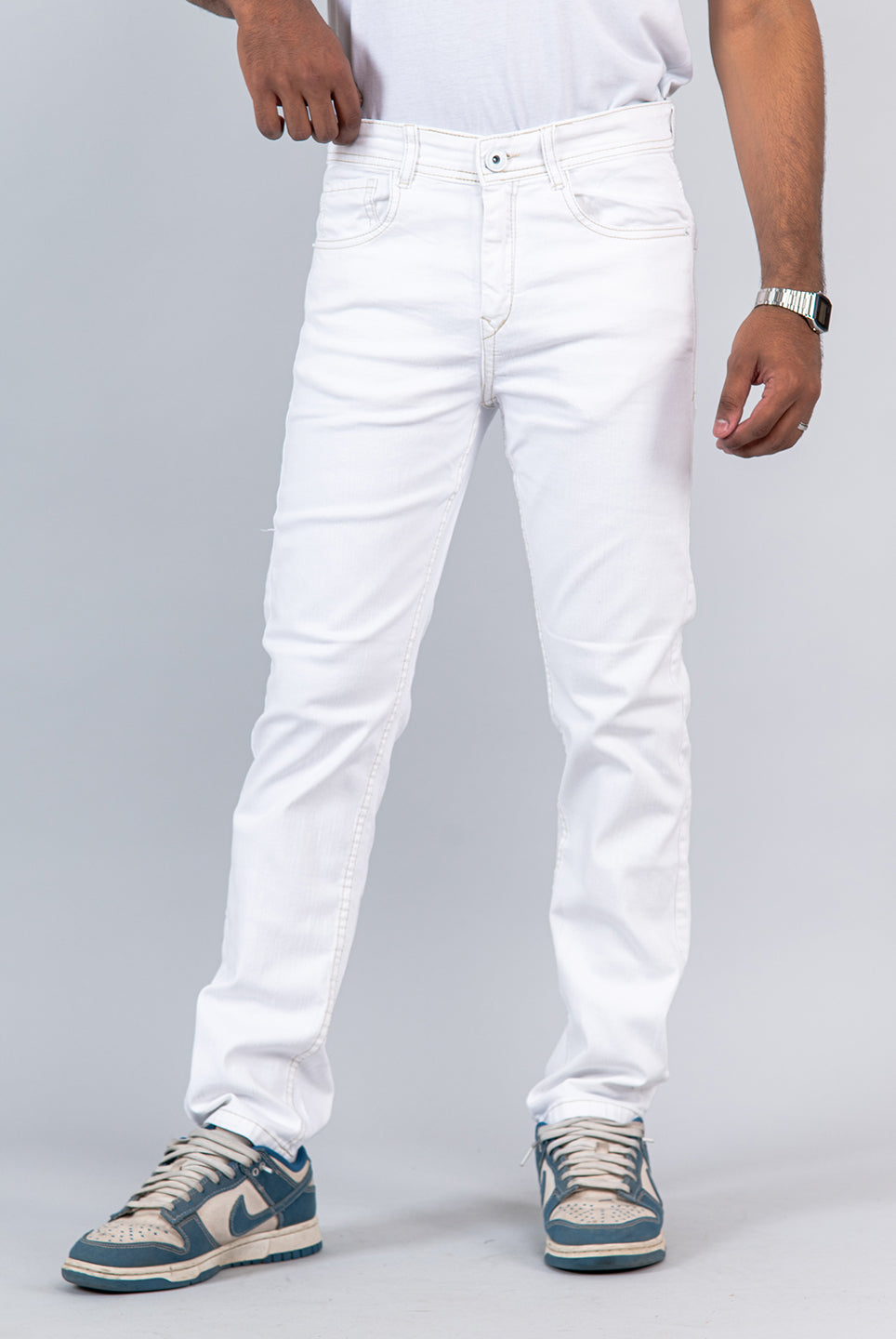 white slim fit denim jeans