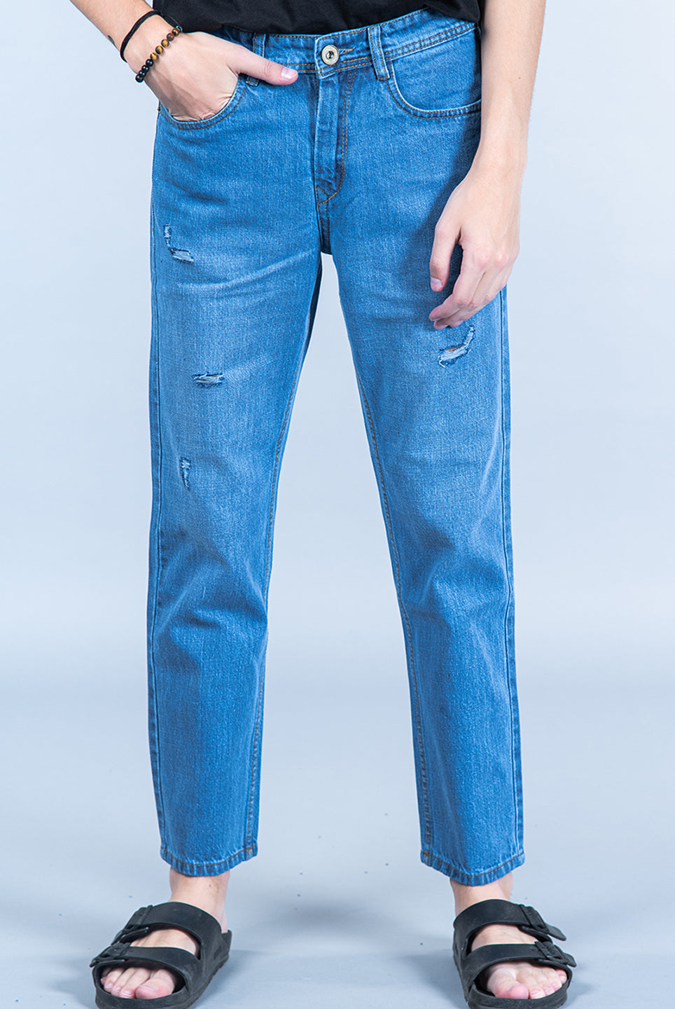 light blue slim fit denim jeans