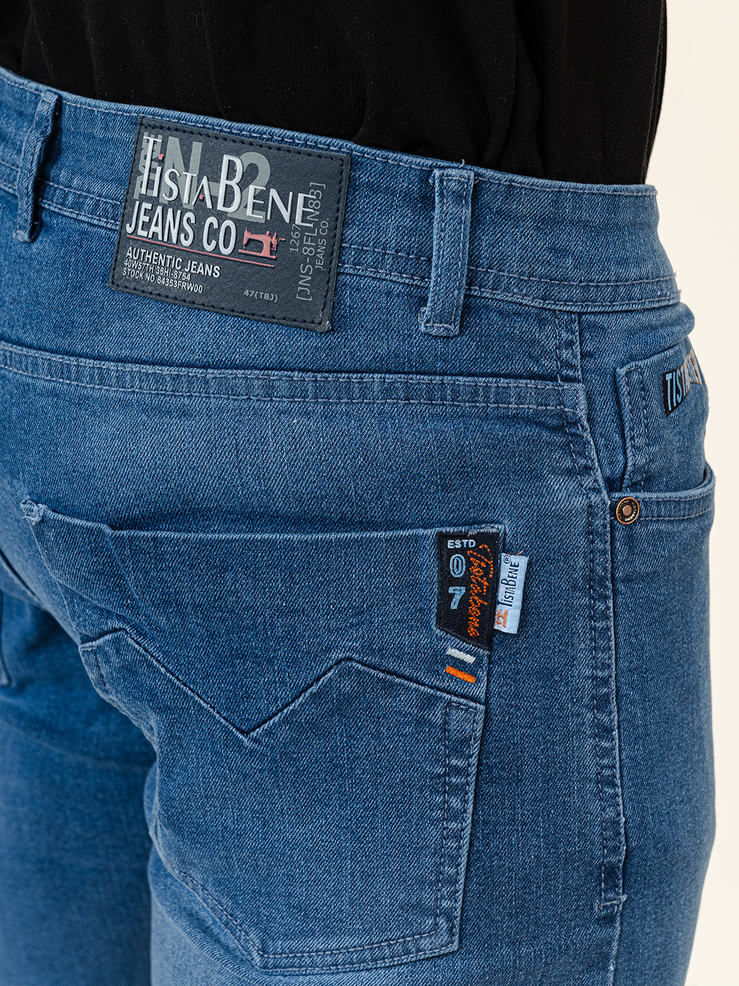 Light Blue Slim-Fit Ankle Length Mens Jeans