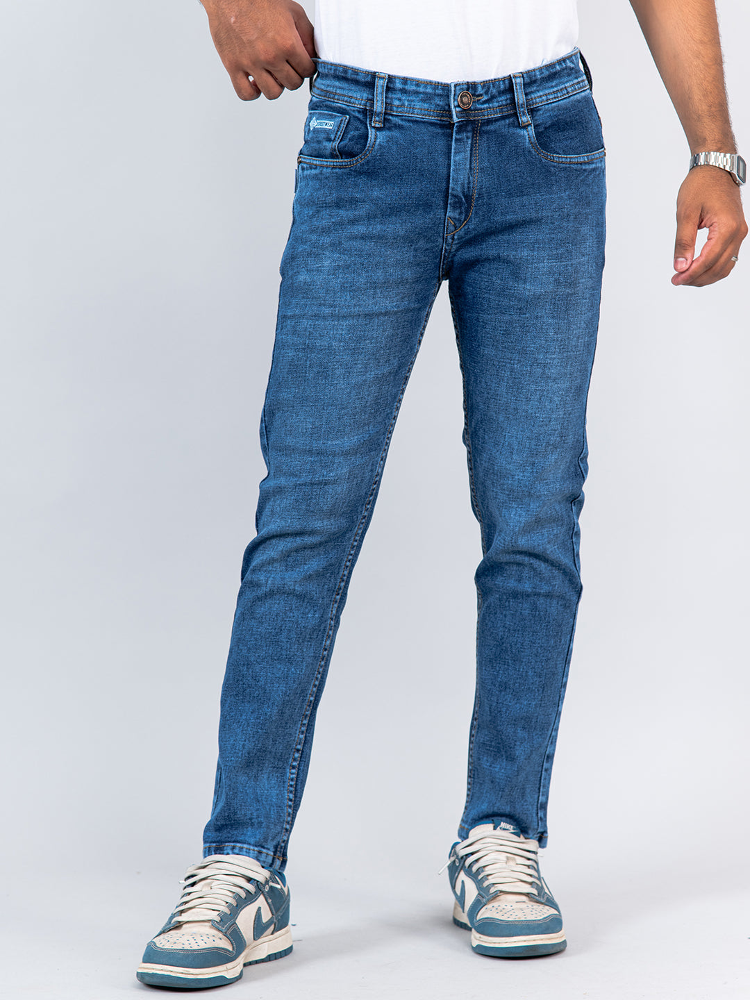 blue ankle fit denim jeans