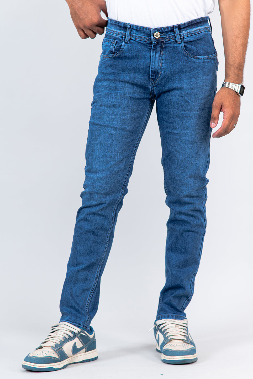 blue ankle fit denim jeans