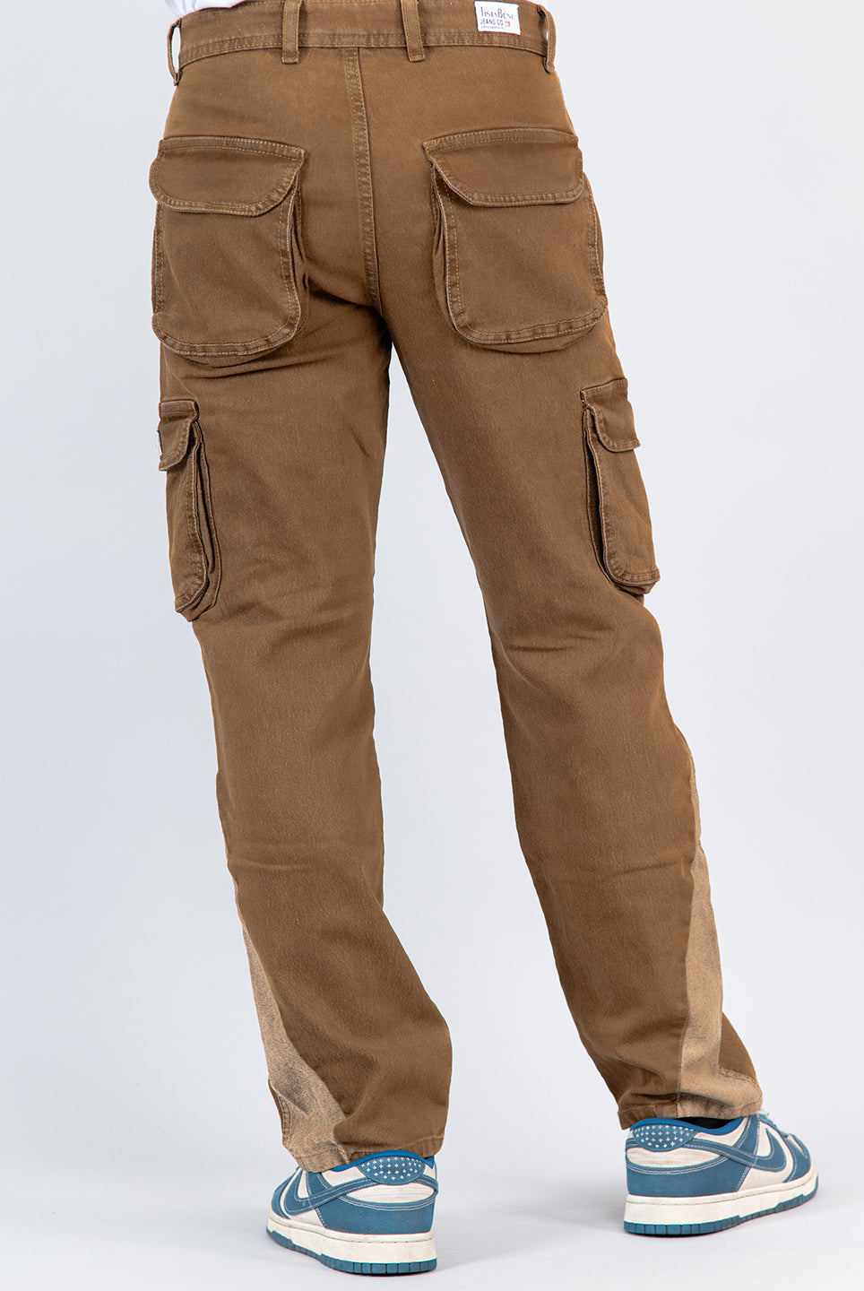 brown cargo denim jeans