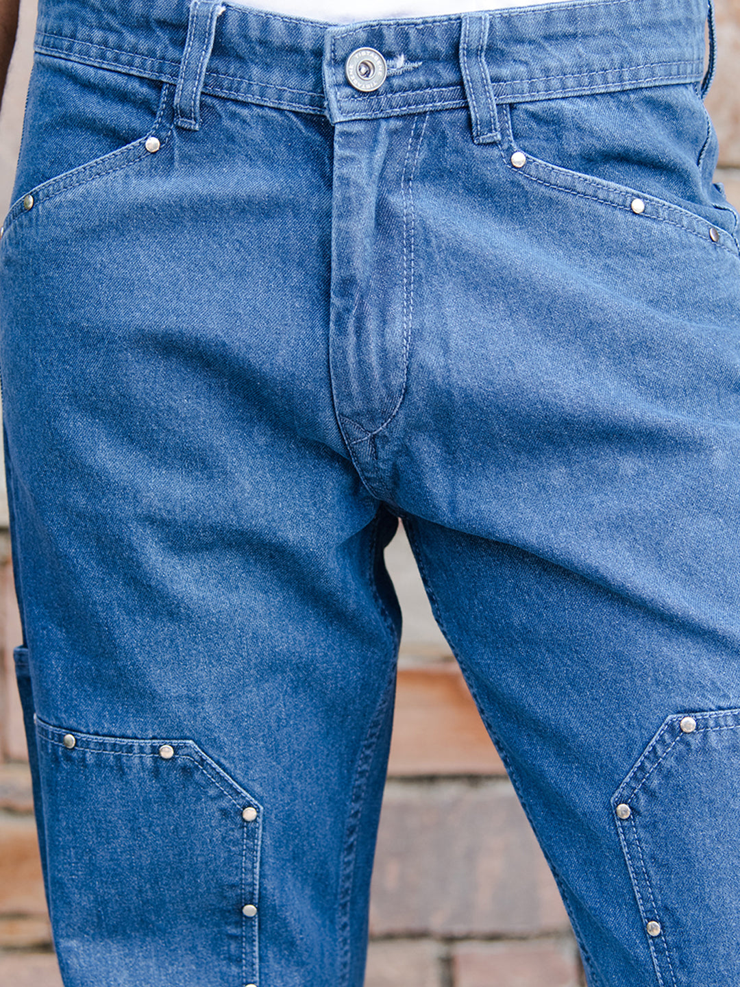 blue denim cargo jeans