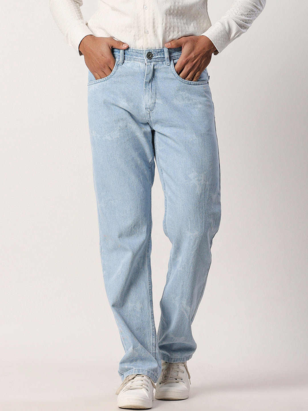                                 Tye-Dye Straight Fit Light Blue Denim Jeans