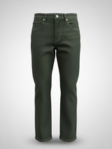 Olive Green Extra Flared Straight Fit Men's Jeans