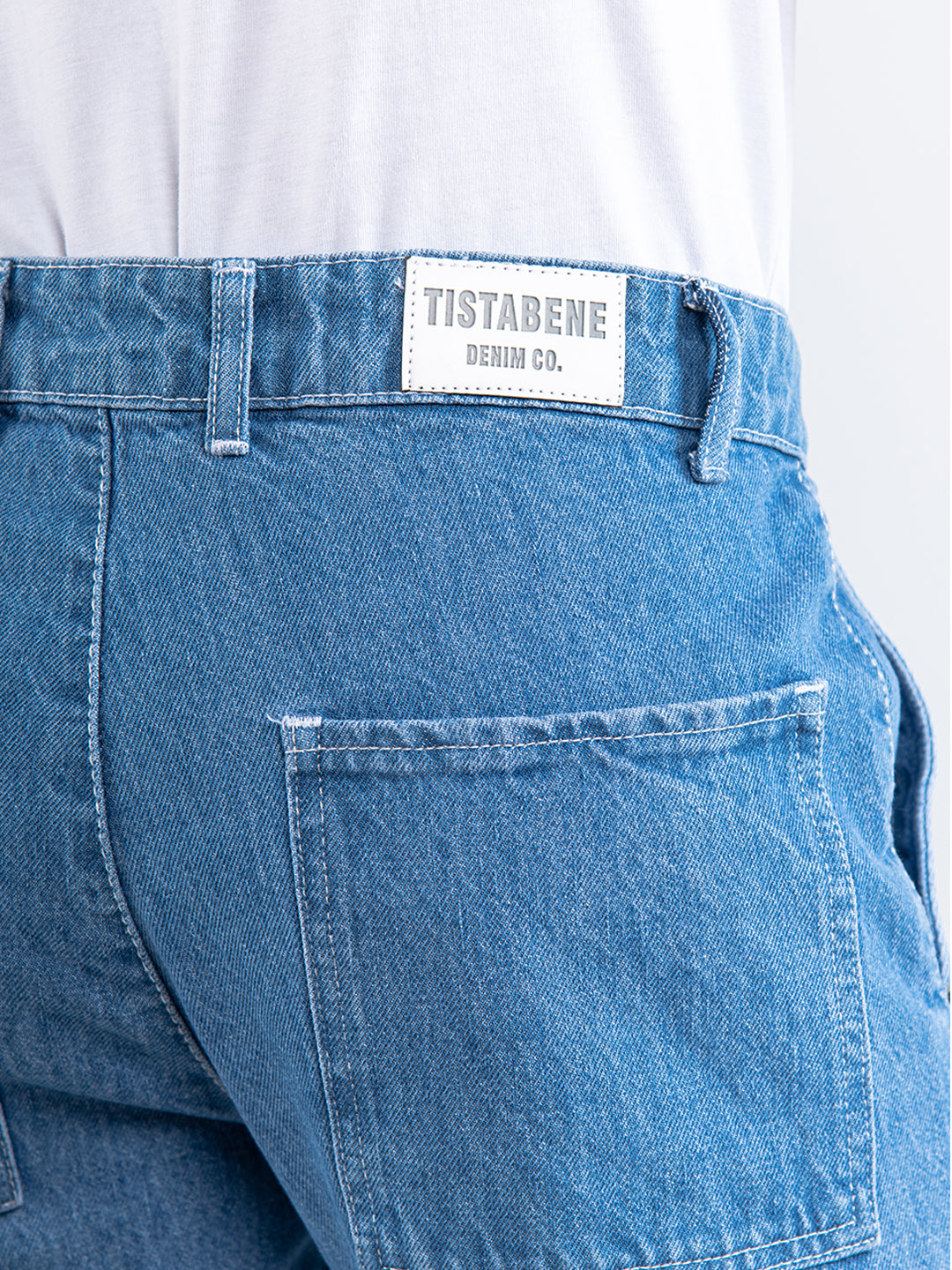 Light Blue Straight Fit Cargo Denim Jeans