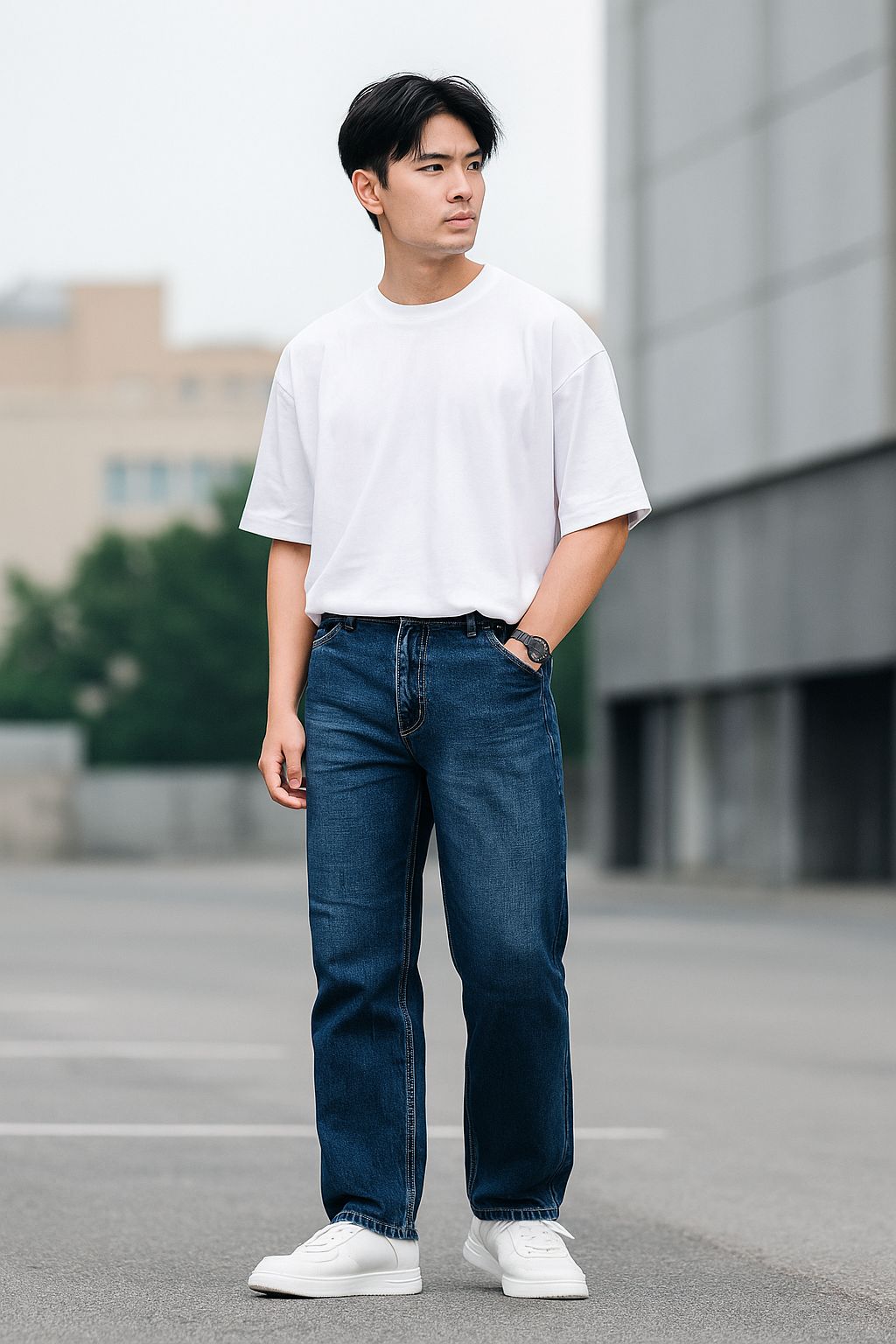 Dark Blue Cross Pocket Boot-cut Denim Jeans