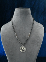 Ethnic Lava beads Om Mens Necklace