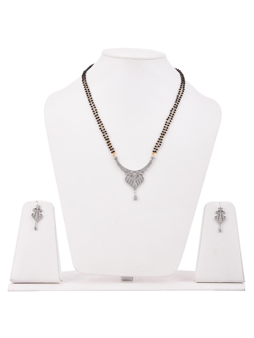 Designer American Diamond Rhodium Plated Mangalsutra Set