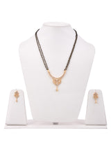Designer American Diamond Yellow Gold Plated Mangalsutra Set