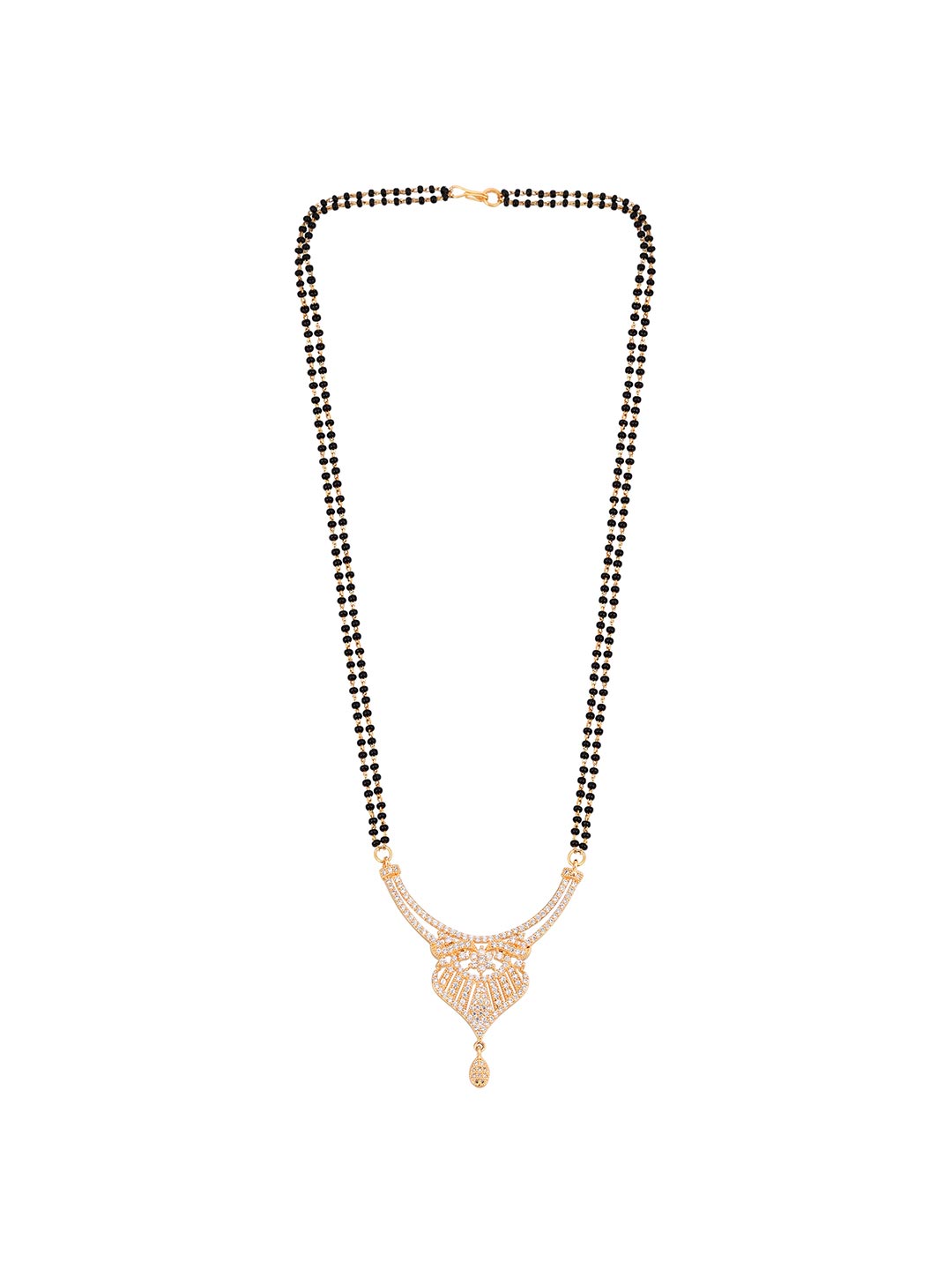 Designer American Diamond Yellow Gold Plated Mangalsutra Set