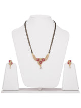 Floral Designer Colored Stones Gold Plated Mangalsutra Set