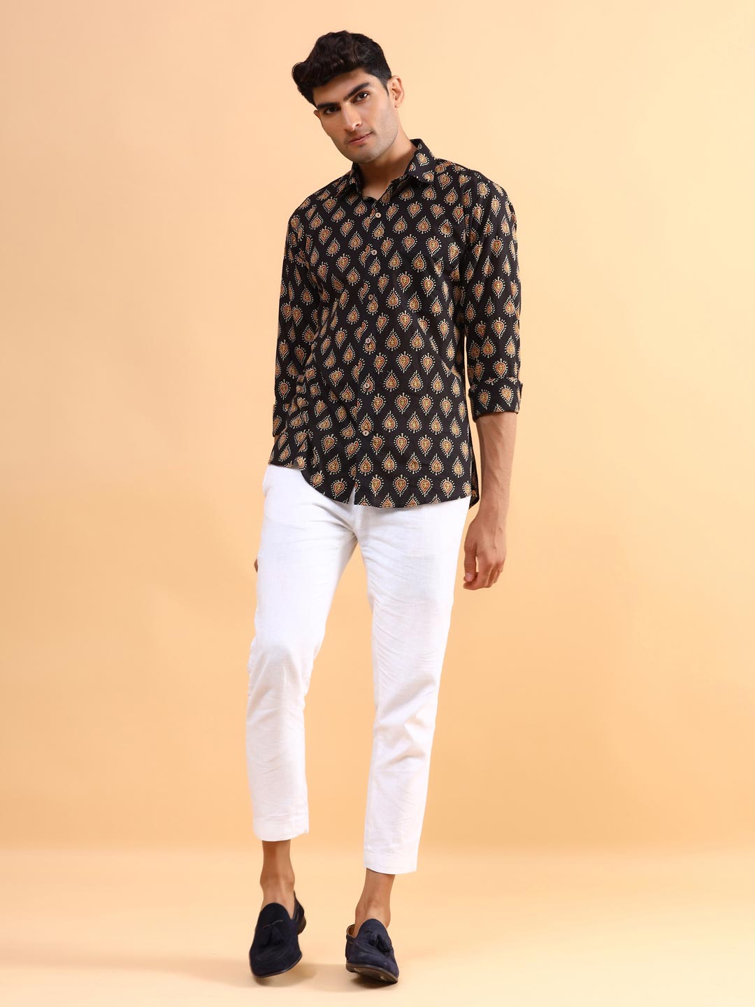Black Jaipuri Cotton Printed Shirt