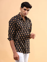 Black Jaipuri Cotton Printed Shirt