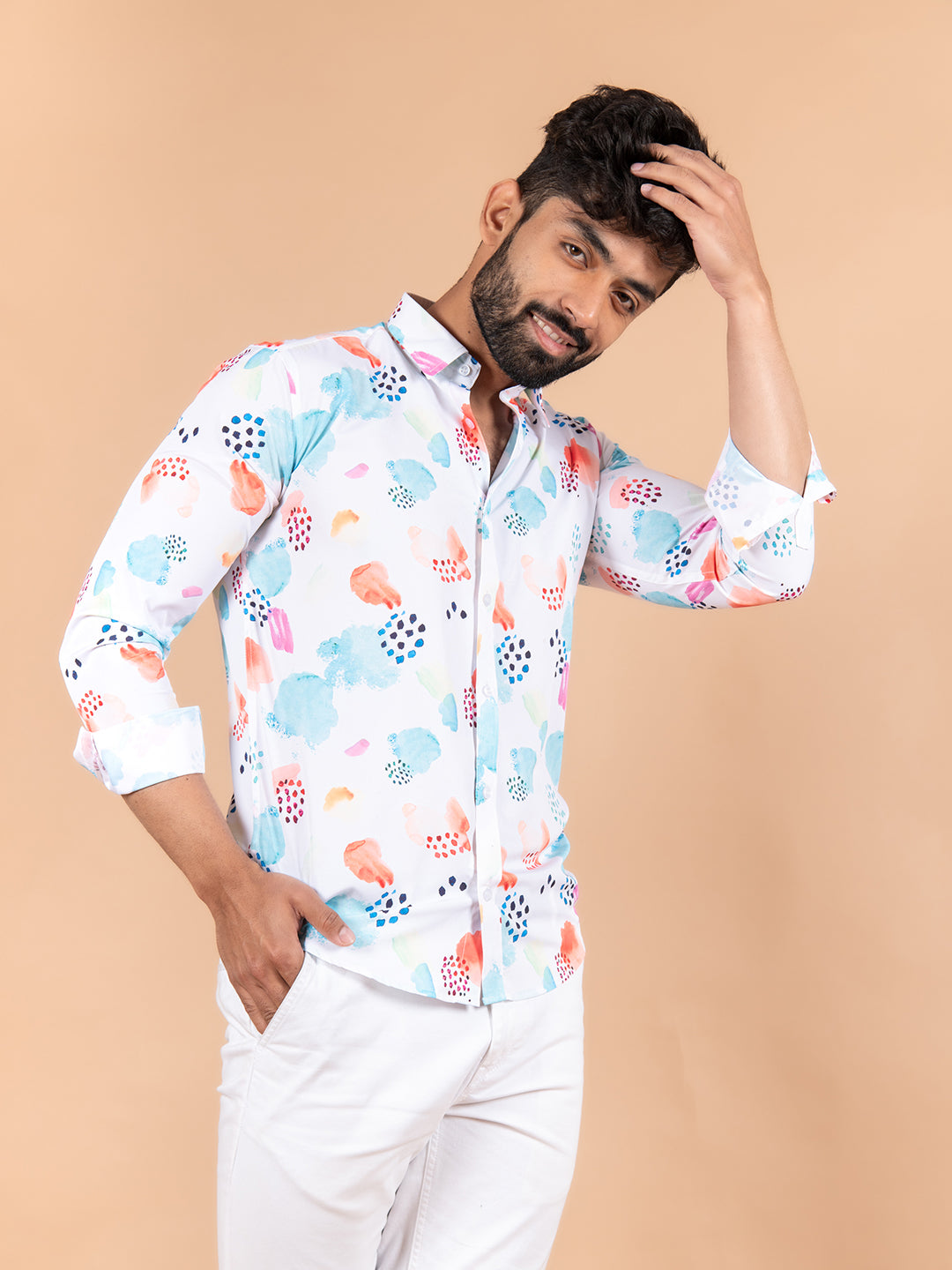 Abstract Crepe Printed Shirts For Men