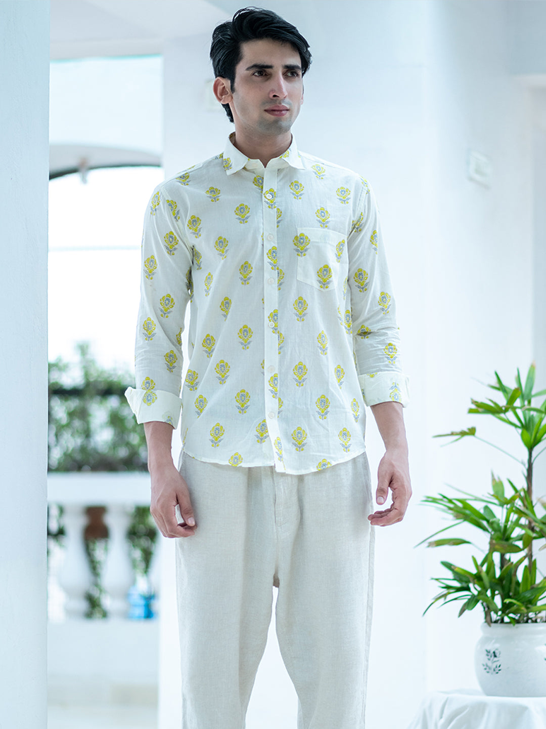 Off white Floral print Full sleeve shirt