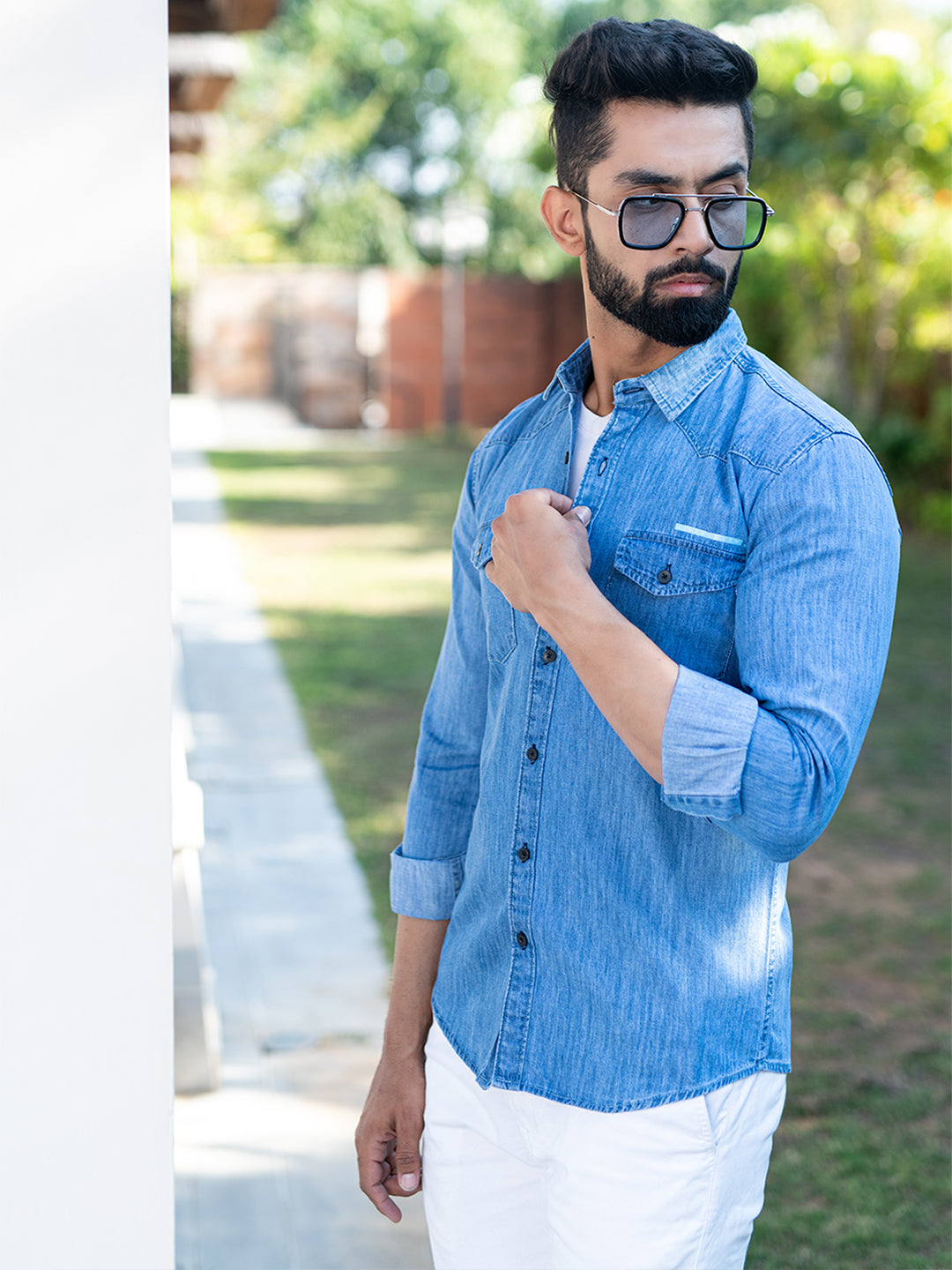 Shop Stylish Men's Twill Indigo Denim Shirt Men Online – Rockstar Jeans