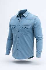 Grey Denim Cargo Shirt