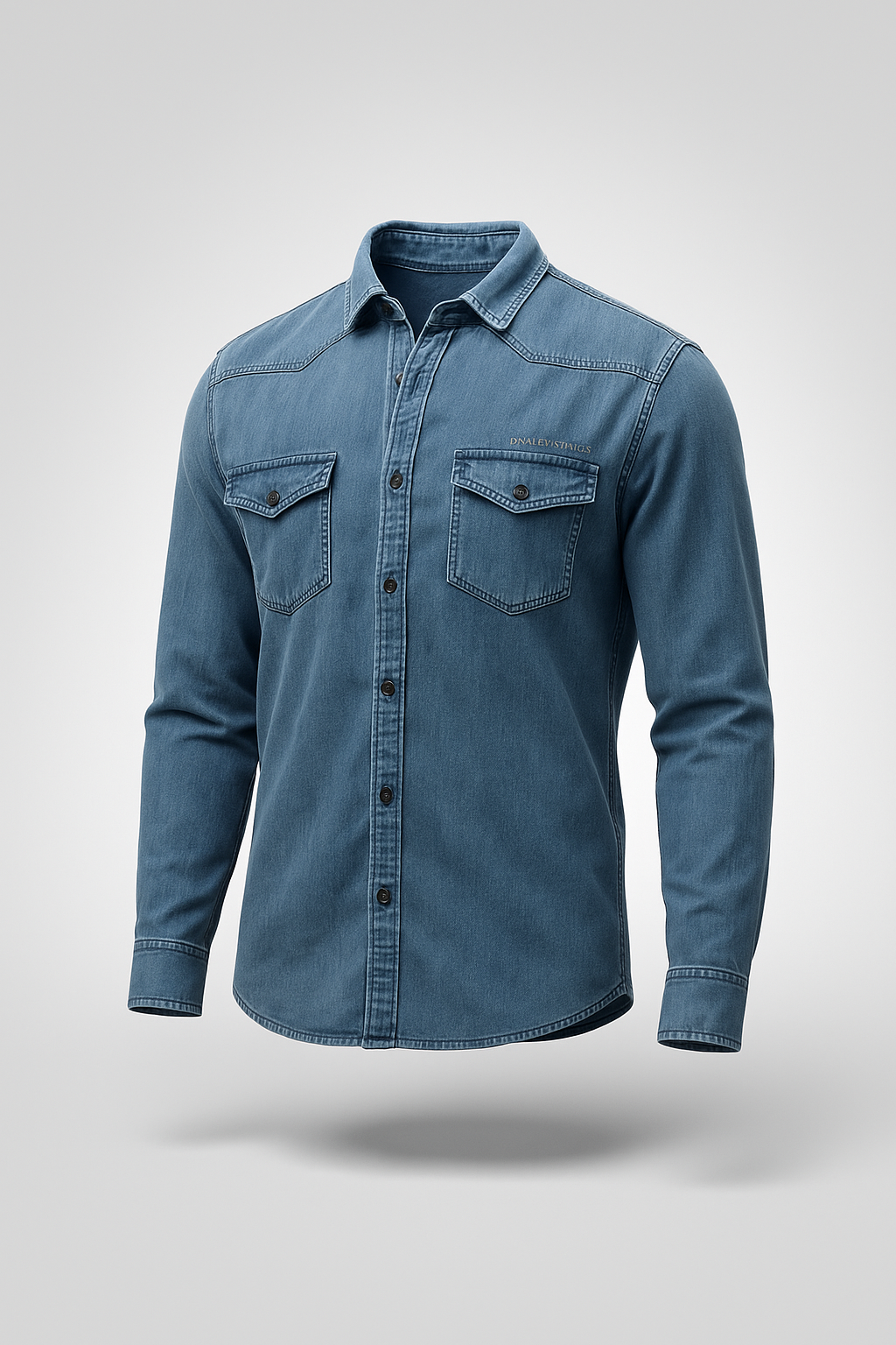 Dark Grey Denim Cargo Shirt