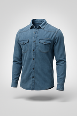 Dark Grey Denim Cargo Shirt