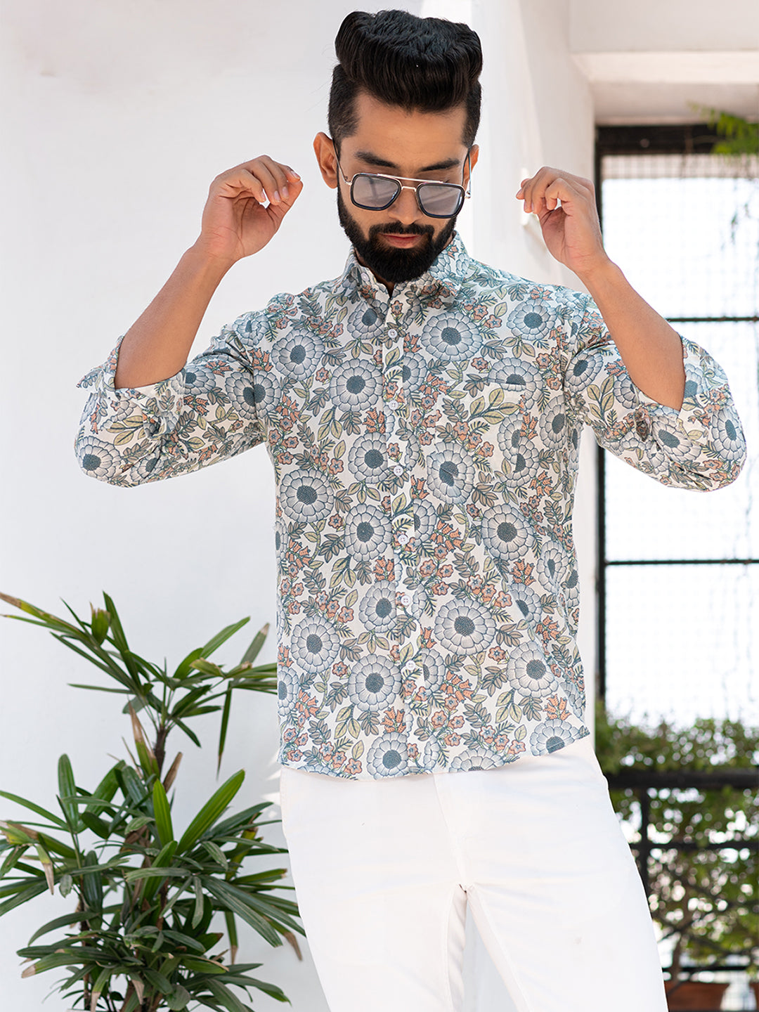 Multi Floral Printed Full Sleeves Cotton Shirt