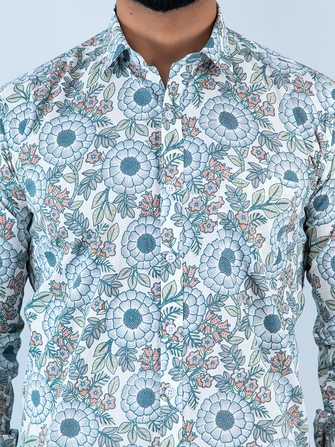 Multi Floral Printed Full Sleeves Cotton Shirt